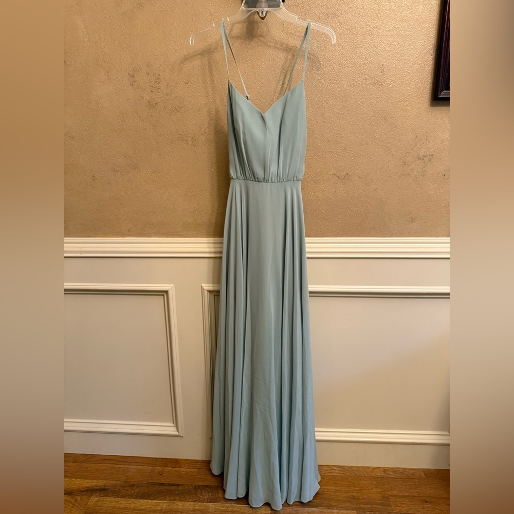 Revelry Kaia Chiffon Sage Sleeveless Maxi Bridesmaid Dress